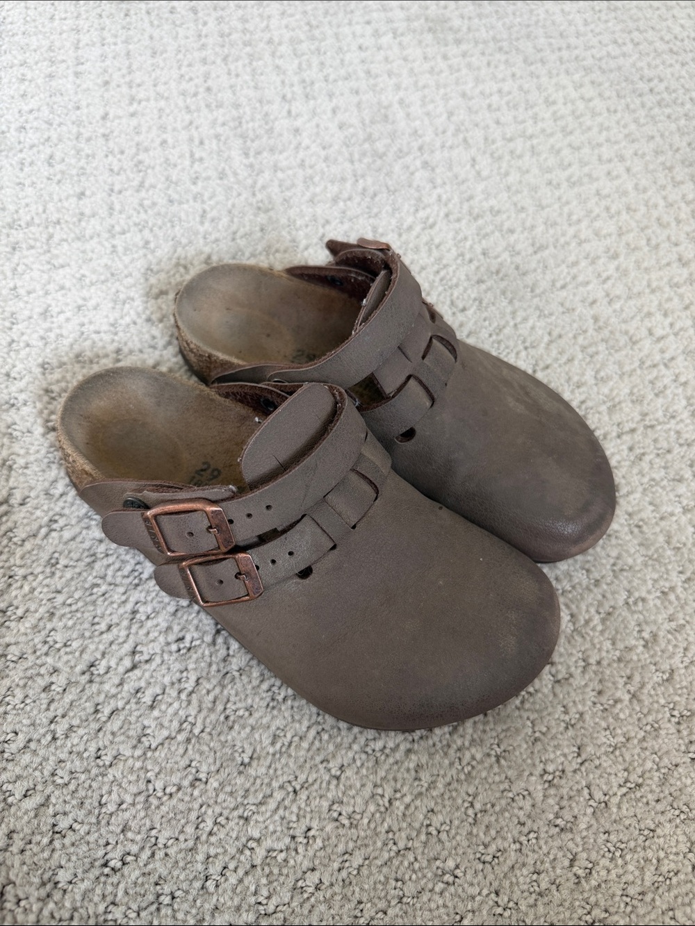 Birkenstock Kids Dark Brown Double-Buckle Clogs